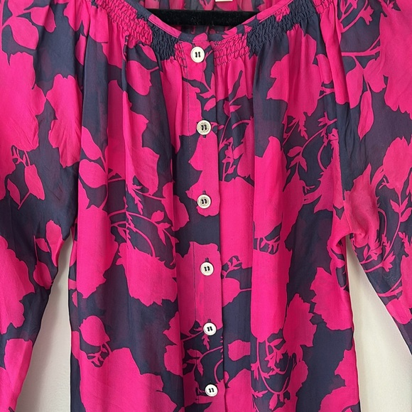 Jenny Han 100% Silk Floral Blouse, Size S - Picture 2 of 7